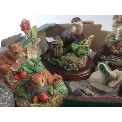 168 - A collection of woodland creatures including otters, mice and ducklings from BORDER FINE ARTS, plus ... 