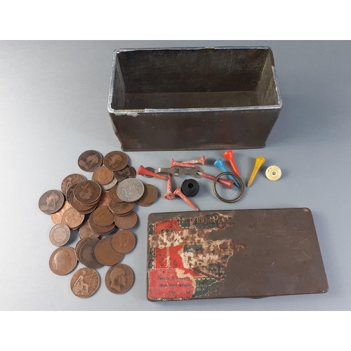 33 - A small quantity of non-precious obsolete United Kingdom coinage in an old tin.#40