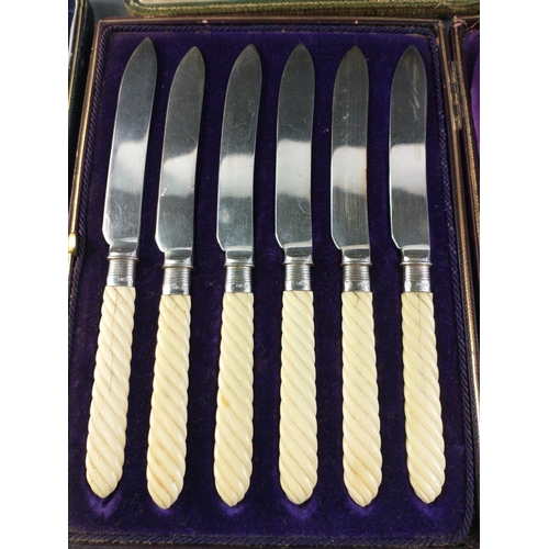 52 - Four boxed sets of silver hallmarked silver cutlery to include 6 pastry forks (Sheffield 1931, weigh... 