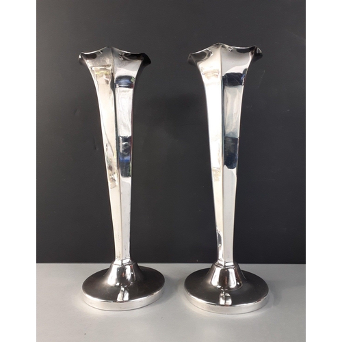 56 - A lovely pair of EP vases standing 23cm tall approx in good order with light wear. A1 marks to base ... 