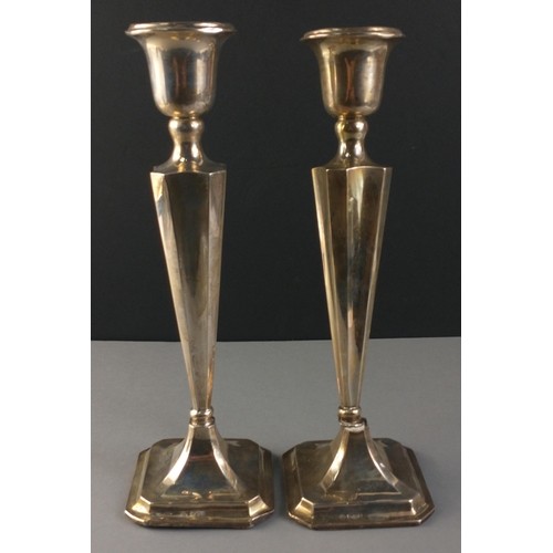 58 - SUBSTANTIAL - A pair of weighted silver hallmarked candlesticks, Chester 1868, 31cm tall, gross weig... 