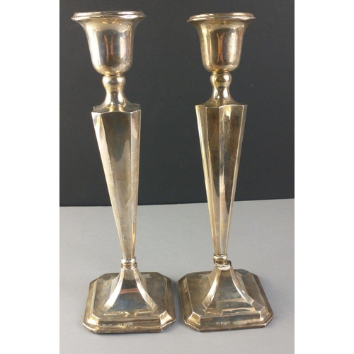 58 - SUBSTANTIAL - A pair of weighted silver hallmarked candlesticks, Chester 1868, 31cm tall, gross weig... 