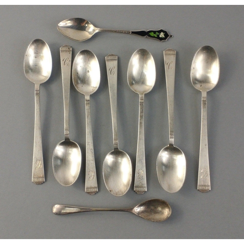 66 - A set of seven matching silver teaspoons hallmarked Sheffield 1943.  Total gross weight 89g approx. ... 