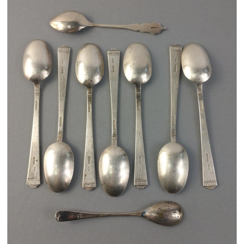 66 - A set of seven matching silver teaspoons hallmarked Sheffield 1943.  Total gross weight 89g approx. ... 