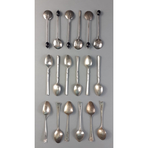 70 - Three sets of silver hallmarked coffee spoons to include 6 of Birmingham 1926,  6 of Birmingham 1915... 