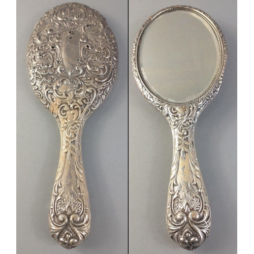 73 - A silver hallmarked dressing table mirror, Birmingham 1856, gross weight 271g approx, 27cm long#80... 