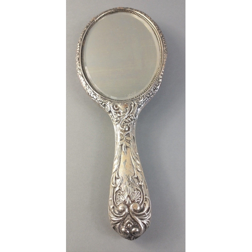 73 - A silver hallmarked dressing table mirror, Birmingham 1856, gross weight 271g approx, 27cm long#80... 