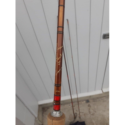 148 - A FORSHAWS of LIVERPOOL 10.5ft 3 piece split cane fly rod in good used condition in original soft ca... 