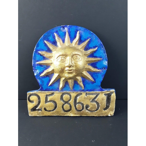 248 - A reproduction SUN FIRE firemark/plaque from the Association of British Insurers who are the oldest ... 