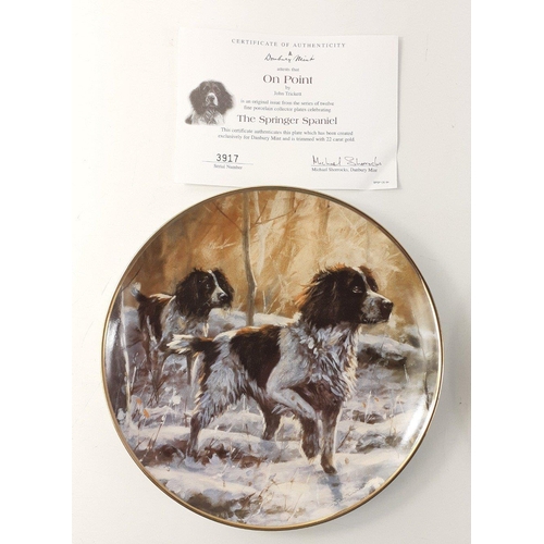 284 - FOR LOVERS OF SPRINGER SPANIEL DOGS! 9 beautiful DANBURY MINT fine porcelain collector plates trimme... 