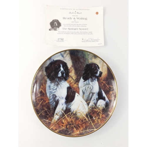 284 - FOR LOVERS OF SPRINGER SPANIEL DOGS! 9 beautiful DANBURY MINT fine porcelain collector plates trimme... 