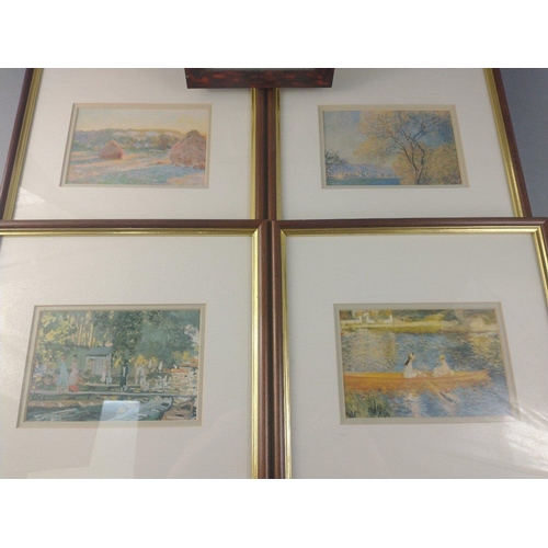 364 - Four framed CLAUDE MONET QUALITY prints frame size 26x26cm, actual print size 14 x 9cm and a Venetia... 