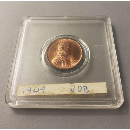 41 - A rare very high grade UNITED STATES 1909 Lincoln Head 1 cent coin, wheat ears reverse and VDB initi... 