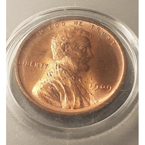 41 - A rare very high grade UNITED STATES 1909 Lincoln Head 1 cent coin, wheat ears reverse and VDB initi... 