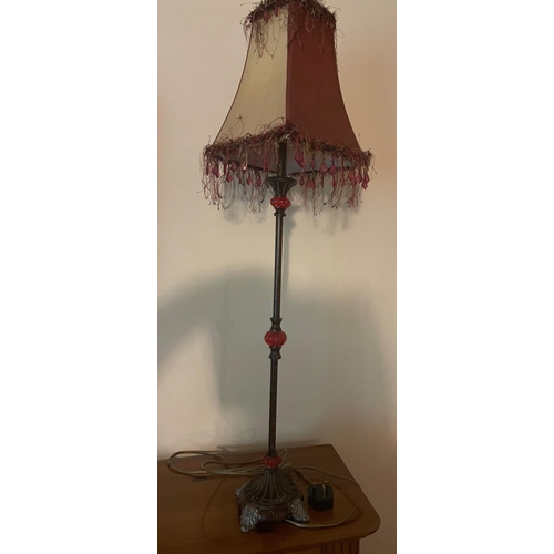 462 - A FUN tall electric table lamp with a bejewelled shade - height 3.5ft tall approx#153