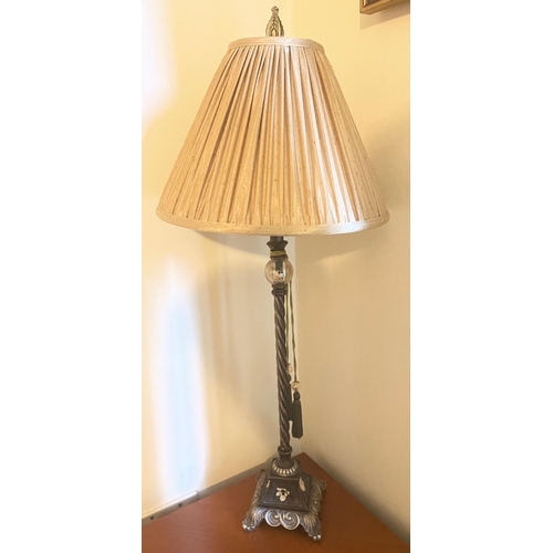 464 - A STUNNING tall electric feature table lamp with embedded-glass bauble features on an elaborate meta... 