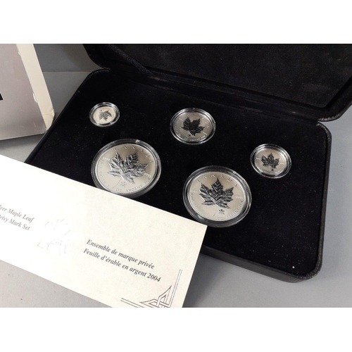 68 - A ROYAL CANADIAN MINT five coin silver maple leaf privy mark proof set.  Five beautiful .999 fine si... 