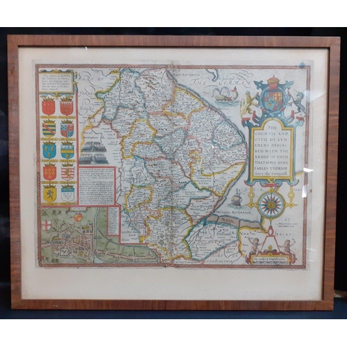 102 - Two vintage framed colour maps the first being of LINCOLN 