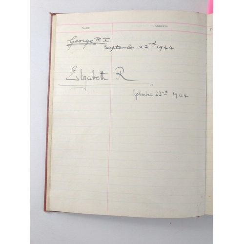 122 - A fascinating visitors' book dating from WWII from the KING GEORGE and QUEEN ELIZABETH OFFICERS' CLU... 