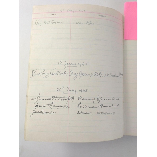 122 - A fascinating visitors' book dating from WWII from the KING GEORGE and QUEEN ELIZABETH OFFICERS' CLU... 