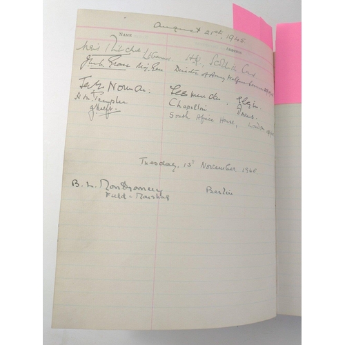 122 - A fascinating visitors' book dating from WWII from the KING GEORGE and QUEEN ELIZABETH OFFICERS' CLU... 