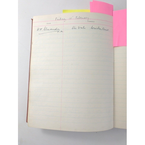 122 - A fascinating visitors' book dating from WWII from the KING GEORGE and QUEEN ELIZABETH OFFICERS' CLU... 