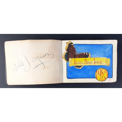 123 - A lovely 1925 Autograph Album with some superb high quality drawings and sentimental little notes.  ... 