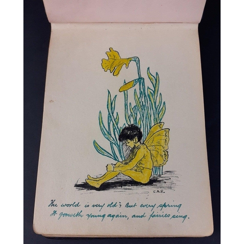 123 - A lovely 1925 Autograph Album with some superb high quality drawings and sentimental little notes.  ... 