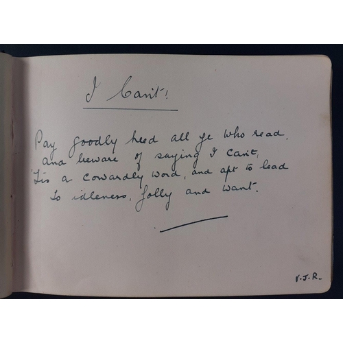 123 - A lovely 1925 Autograph Album with some superb high quality drawings and sentimental little notes.  ... 