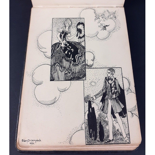 123 - A lovely 1925 Autograph Album with some superb high quality drawings and sentimental little notes.  ... 