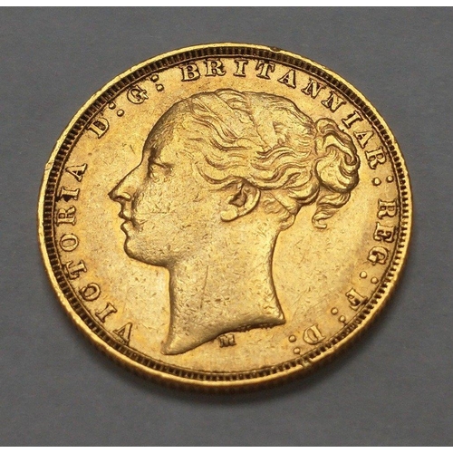 25 - An 1881 young head Queen Victoria full sovereign, Melbourne Mint#37