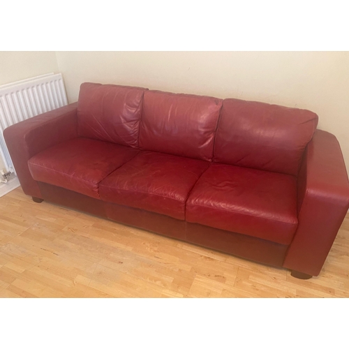 290 - A stylish RED LEATHER/HIDE  4 piece suite to include a 3 seater couch, a 2 seater couch and a really... 