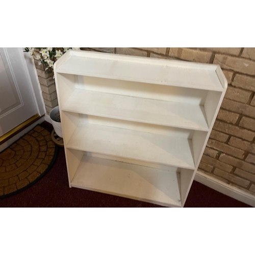 296 - A 4 shelf white painted bookcase - 3ft width x 3ft height x depth 10