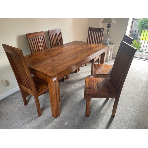 302 - A NICE QUALITY - FAR EASTERN TEAK HARDWOOD dining table with 6 chairs  - exceptional quality! - dime... 