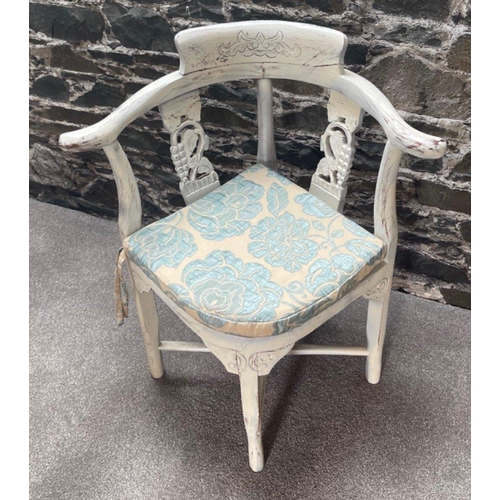 308 - A nice DISTRESSED hand painted antique corner chair - comes with a specially made comfy cushion#323... 