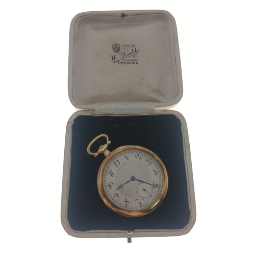 39 - A rather pretty BARTENS & RICE 18ct Gold cased open faced pocket watch in Dodds of Peebles jewel... 