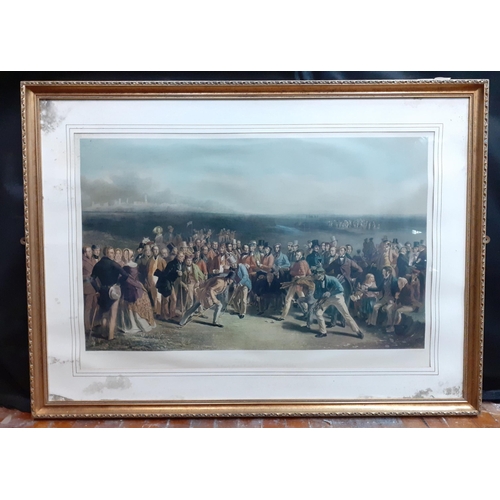 404 - JUST OUT OF STORAGE! - A large framed print of THE GOLFERS by CHARLES LEES RSA. Subtitled  'A Grand ... 