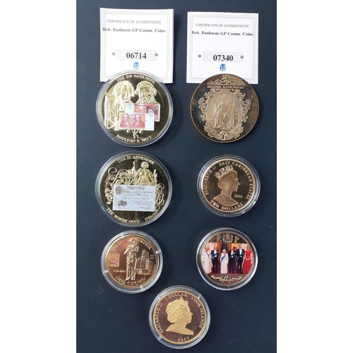 96 - A collection of gilt UK and Commonwealth collectable commemorative coins, some with certificates#110... 