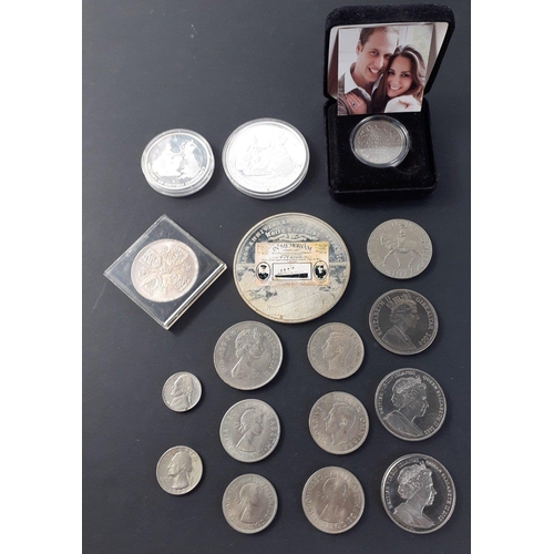 97 - A collection of coins and medallions to include a 2011 Canada Mint William & Catherine coin, a l... 