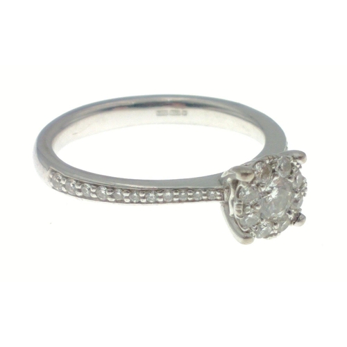 1A - THE WEDDING SET! - a 750 stamped white gold DIAMOND ring, with a centre diamond 3mm diameter approx ... 