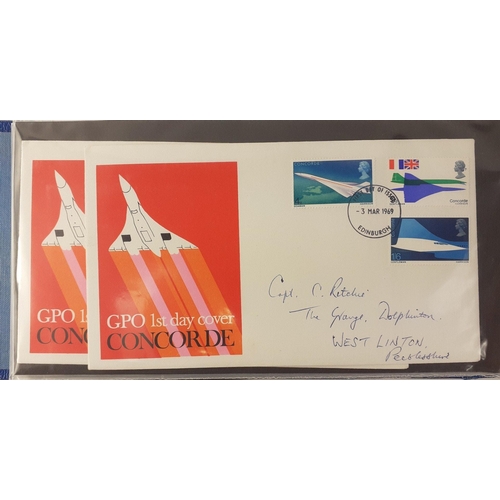 101 - An album of first day covers and presentation packs including two CONCORDE packs. All pre decimal.  ... 