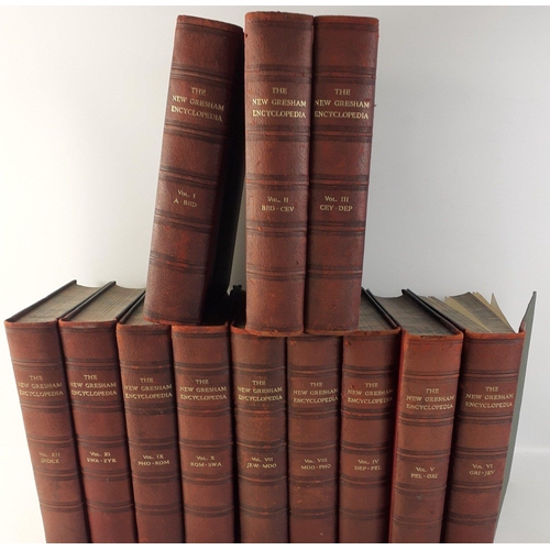 225 - A twelve volume set of THE NEW GREASHAM ENCYCLOPEDIA from 1929 with lovely decorative bindings and m... 