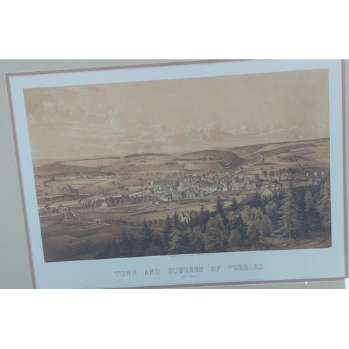 289 - Two framed prints of Peebles. One of Mercat Cross (approx 57cm by 37cm) and other titled 'Town and s... 