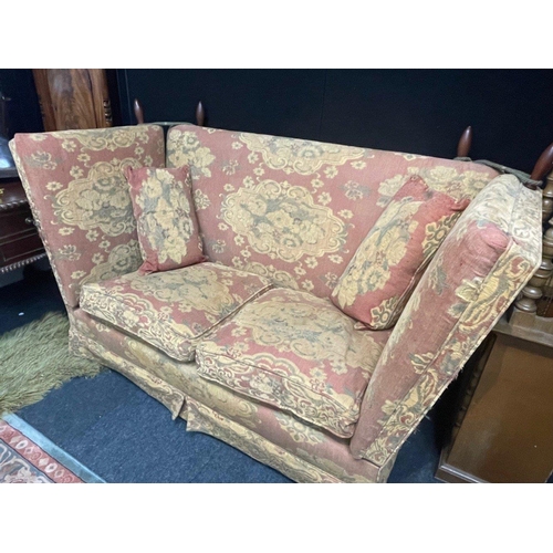 367 - A Knoll 3 seater sofa in faded MULBERRY fabric 195cmW x 105cmH x 97cmD, 47cm height to seat#104