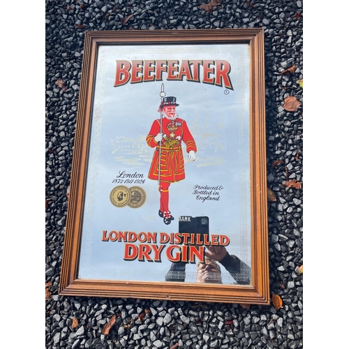 122 - VINTAGE style BEEFEATER LONDON DRY GIN pub mirror - 3ft x 2ft Approx#147