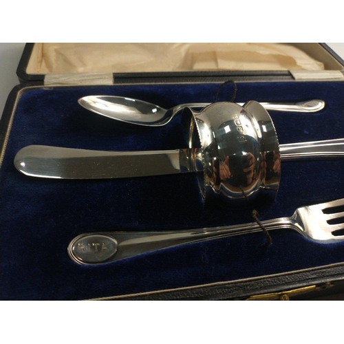 107 - A boxed set of SILVER hallmarked, Sheffield 1924, cutlery inscribed to 'Rita' comprising fork, spoon... 