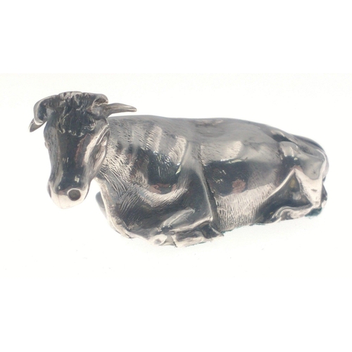 132 - A small but BEAUTIFULLY CRAFTED silver cow, hallmarked for Sheffield 6cm long, gross weight 106g app... 