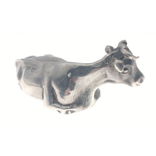 132 - A small but BEAUTIFULLY CRAFTED silver cow, hallmarked for Sheffield 6cm long, gross weight 106g app... 