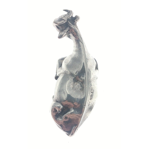 132 - A small but BEAUTIFULLY CRAFTED silver cow, hallmarked for Sheffield 6cm long, gross weight 106g app... 