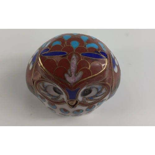 332 - A lovely wee cloisonne OWL standing only 6cm high, no damage#332